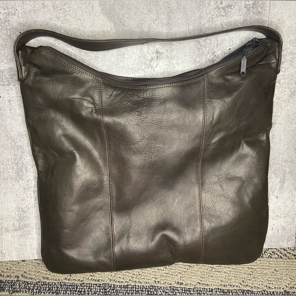 Tano Brown Slouchy Leather Luxury Hobo Bag - Picture 1 of 9